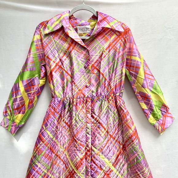 VTG VAN RAALTE 60s TO 70S Quilted‎ House Coat Robe Dressing Gown Sz 8 - Picture 3 of 11